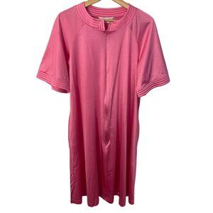 Vintage Vanity Fair Half Zip Nylon Silky Robe Women S Pink Pockets Made in USA